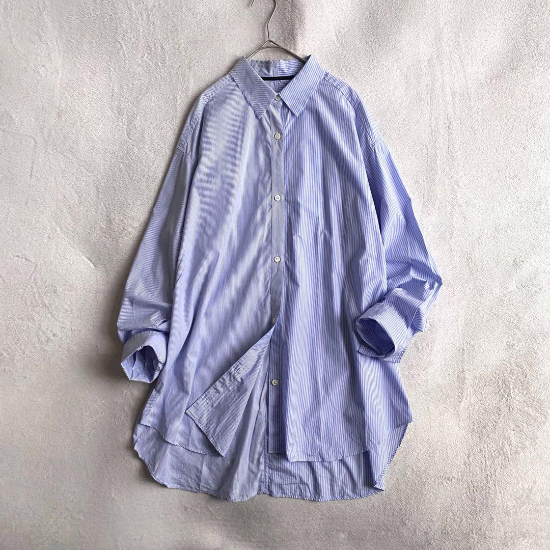 【極美品✨】AP STUDIO アシンメトリーストライプシャツ　襟フリンジ トップス