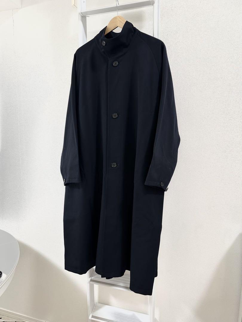 春に活躍　CABaN ウールギャバジン スタンドカラーコート　ネイビー Mサイズ