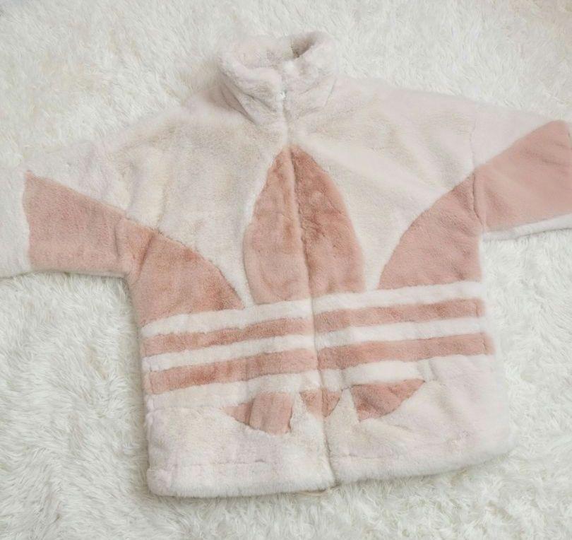 【激レア】アディダス フェイクファージャケット オフホワイト XL 男女兼用 激レア】アディダス フェイクファージャケット オフホワイト XL