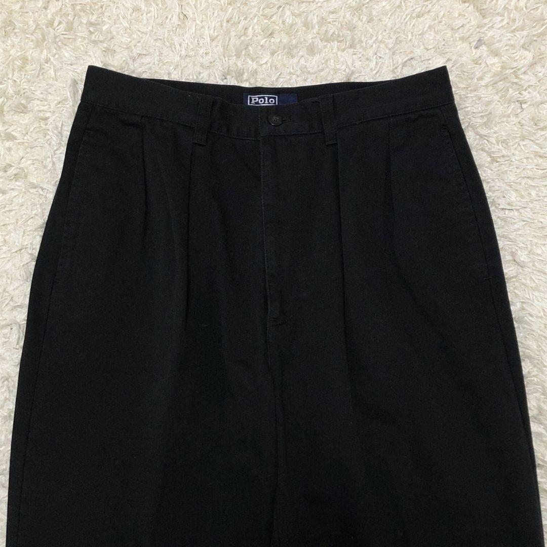 美品✨ポロバイラルフローレン 黒 ロゴタグ コットン チノパン ズボン 30