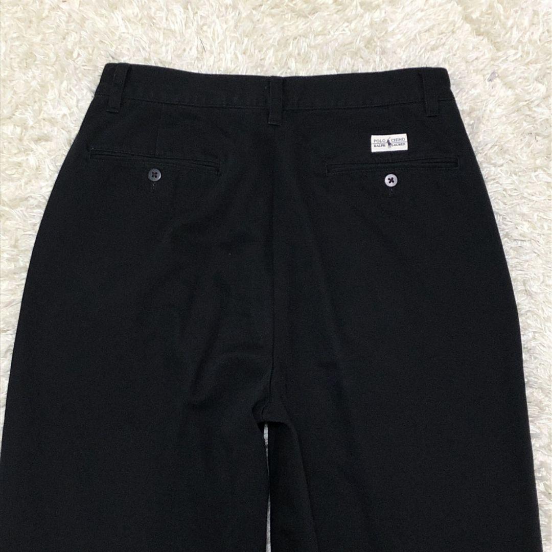 美品✨ポロバイラルフローレン 黒 ロゴタグ コットン チノパン ズボン 30