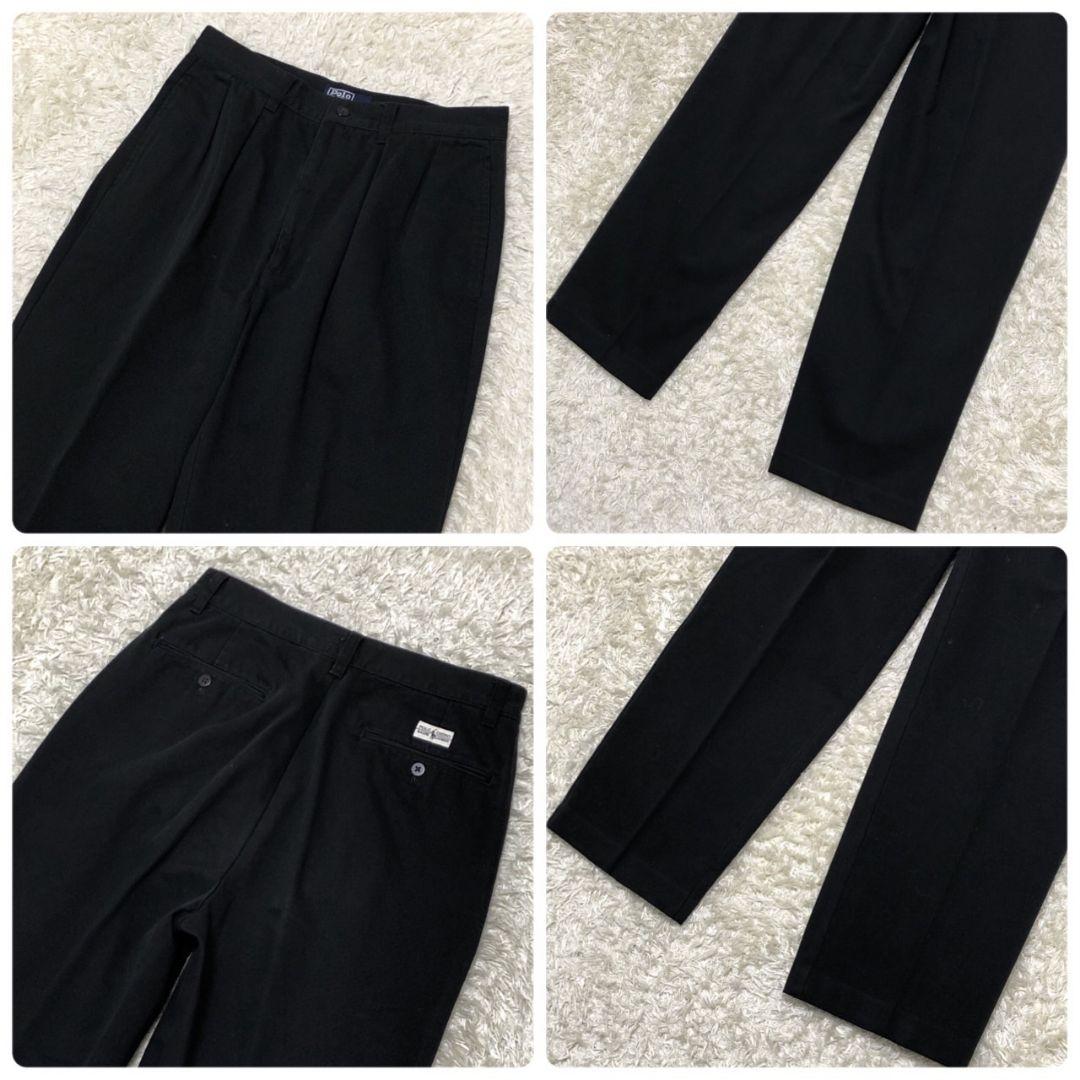 美品✨ポロバイラルフローレン 黒 ロゴタグ コットン チノパン ズボン 30