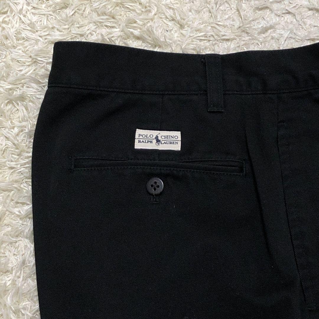 美品✨ポロバイラルフローレン 黒 ロゴタグ コットン チノパン ズボン 30