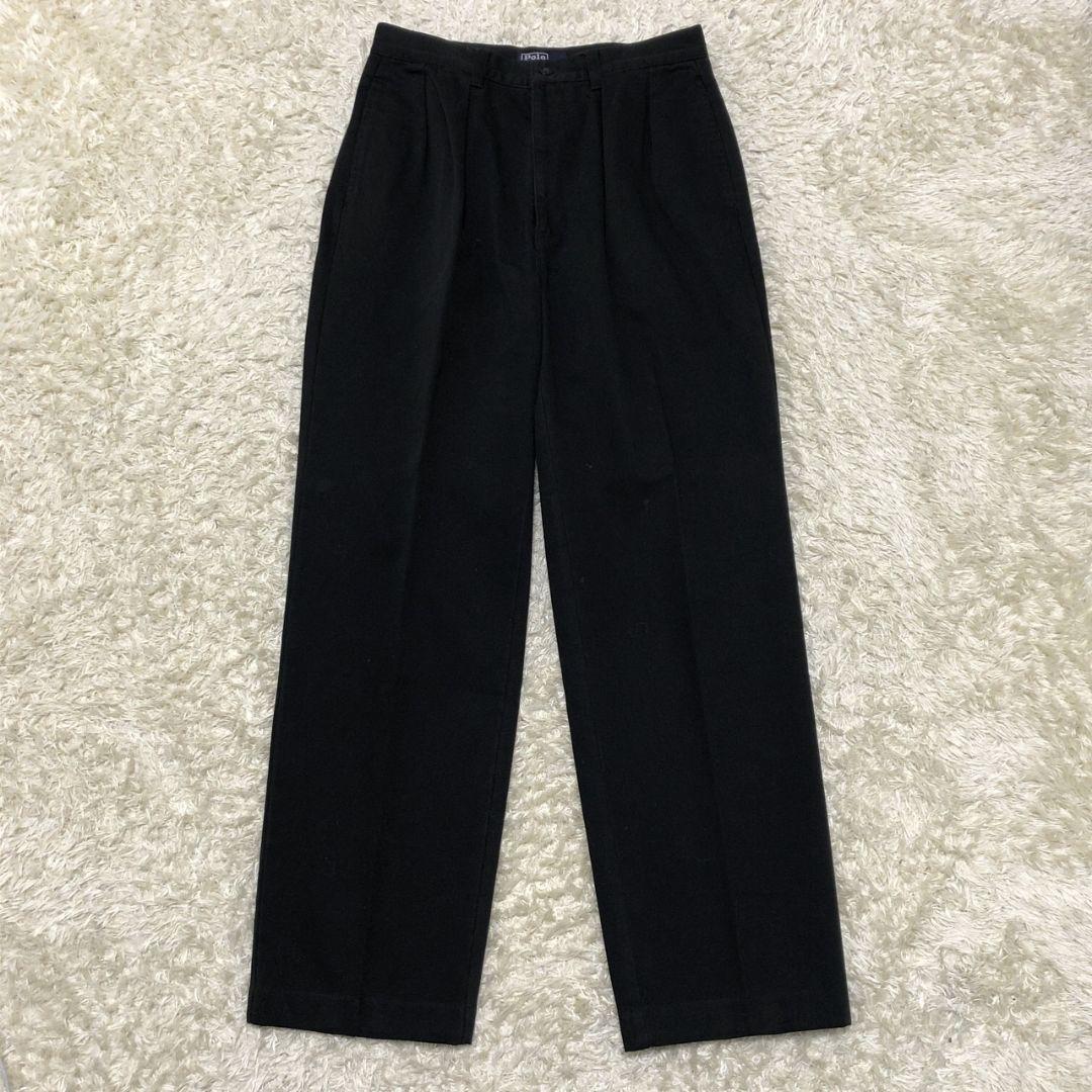 美品✨ポロバイラルフローレン 黒 ロゴタグ コットン チノパン ズボン 30