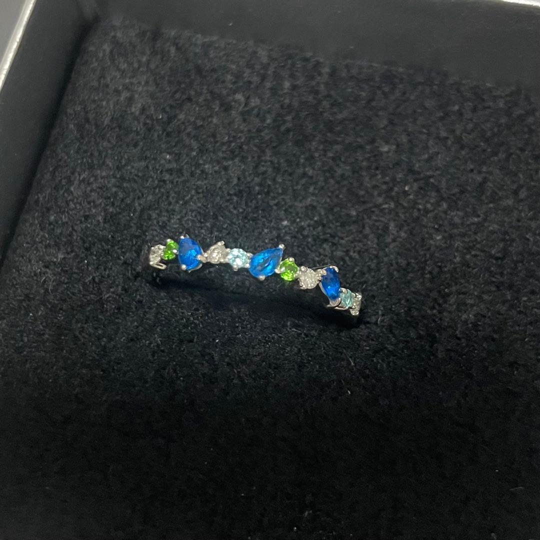 アウイナイト デマントイドガーネット パライバトルマリン リング Pt900 アウイナイト デマントイドガーネット パライバトルマリン リング Pt900