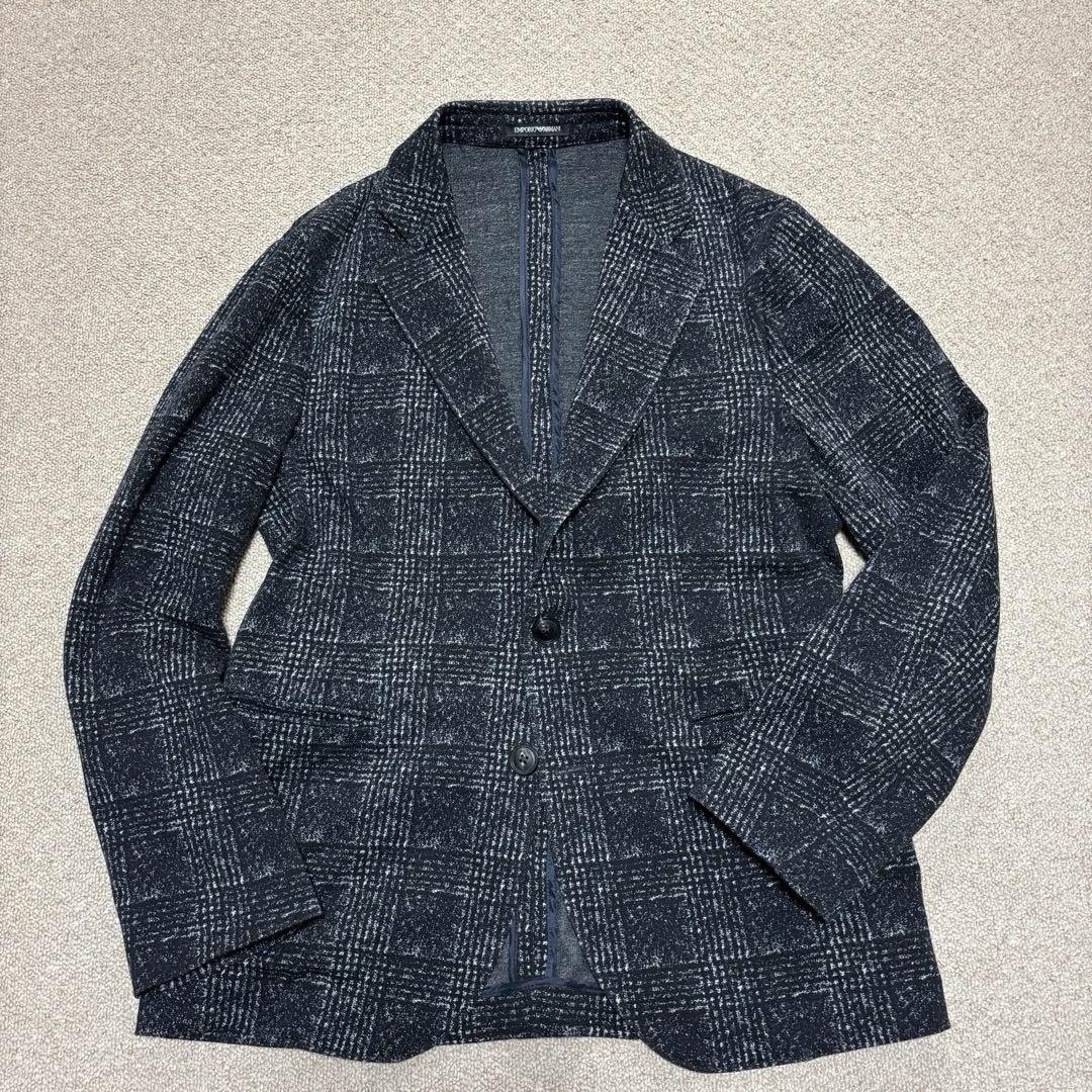 EMPORIO ARMANI チェックジャージー　テーラードジャケット　48