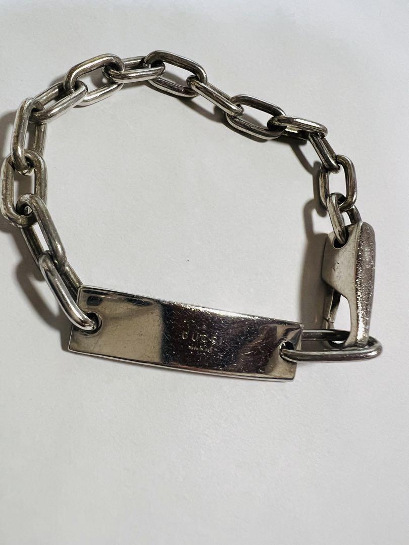 GUCCI グッチ　シルバー　プレート　チェーンブレスレット　レディース