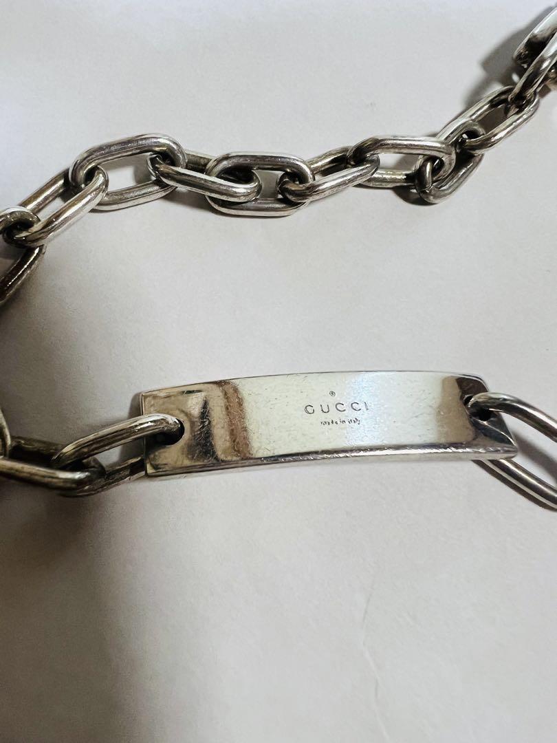 GUCCI グッチ　シルバー　プレート　チェーンブレスレット　レディース