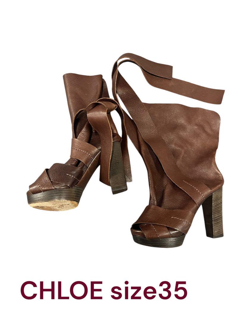 美品　CHLOE ブラウン レザー ブーツ　サンダル サイズ35