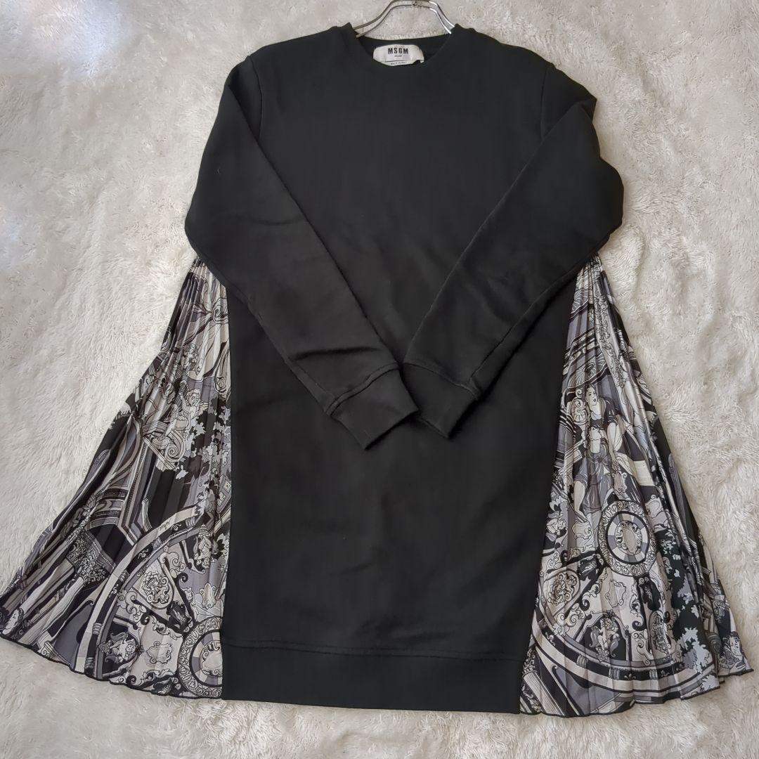 MSGM スウェット シフォンプリーツ切替ワンピース ＸＳ