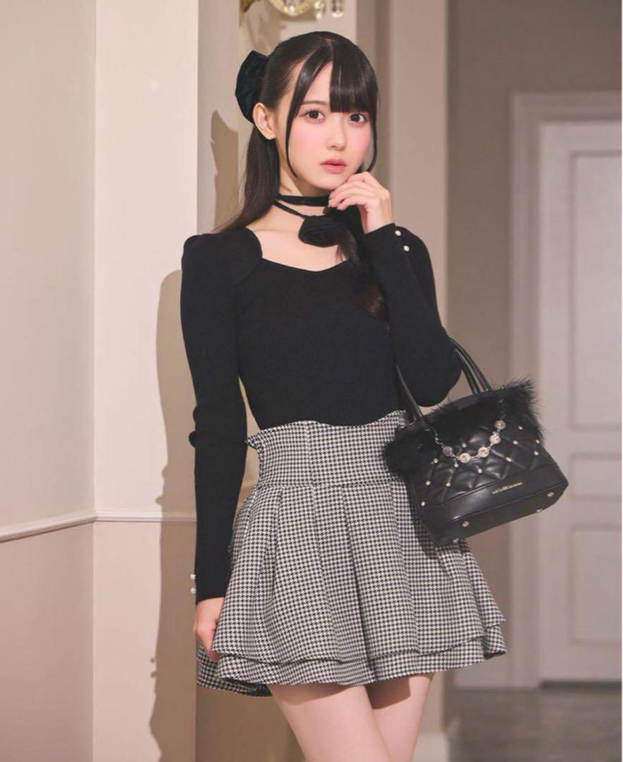 【即日発送】ミシェルマカロン 美脚スカート 千鳥柄 Sサイズ