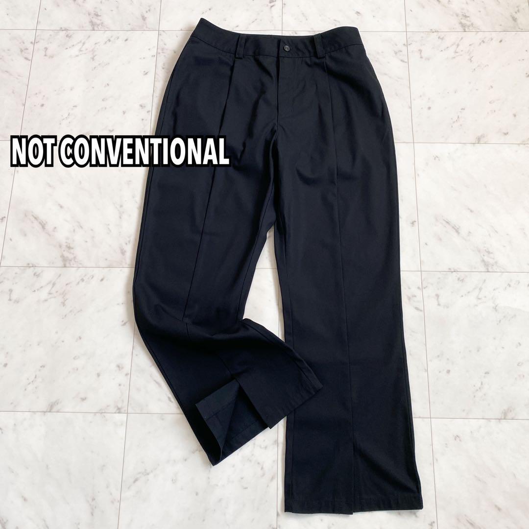 美品✨NOT CONVENTIONAL 裾スリットワイドパンツ　ブラック