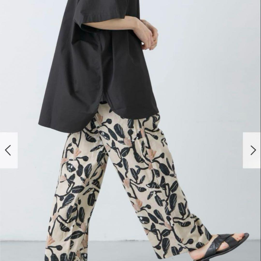 かぐれコットンリネンプリントイージーパンツ かぐれコットンリネンプリントイージーパンツ