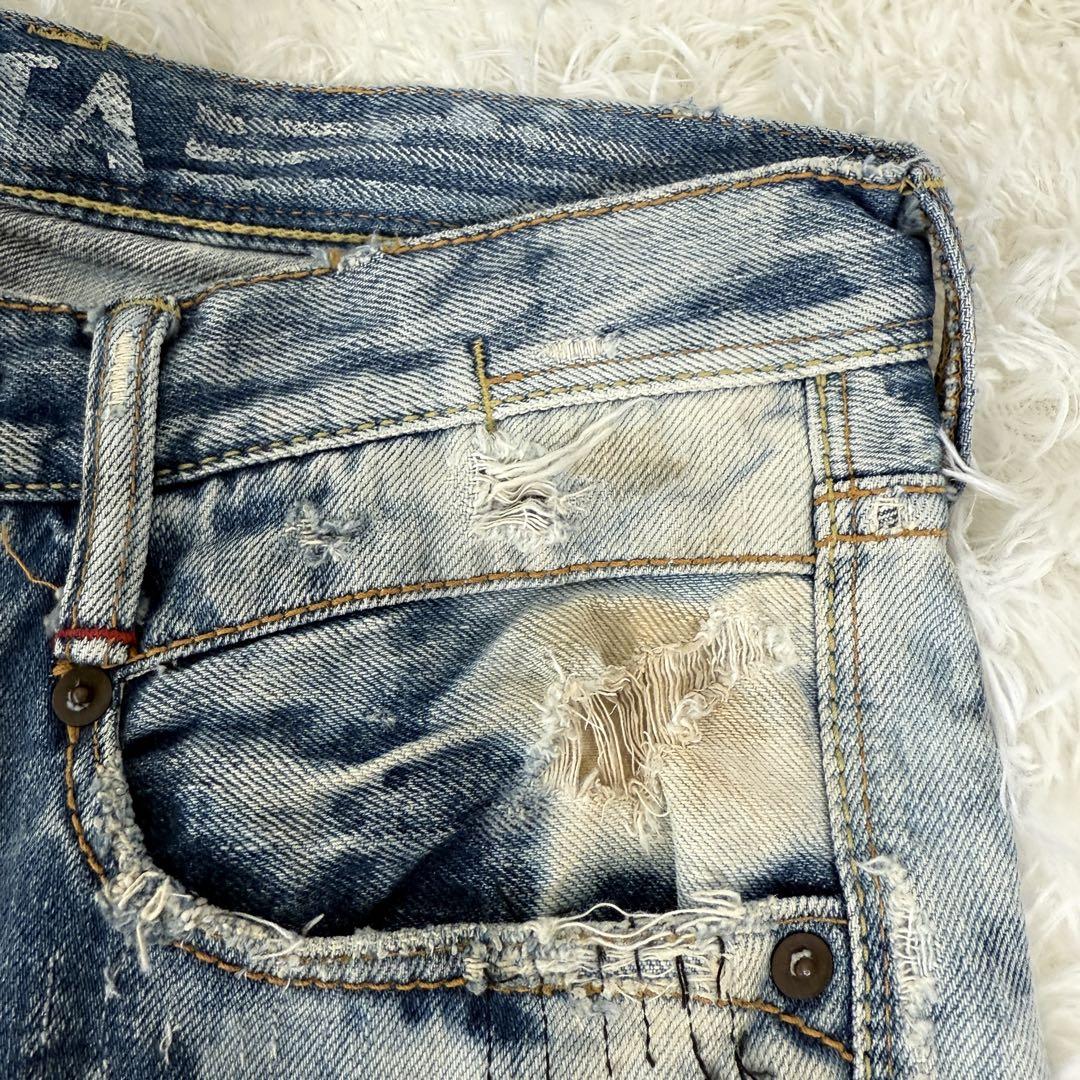DeeTA ディーティーエー 4周年 赤耳 ダメージリペア加工 デニムパンツ