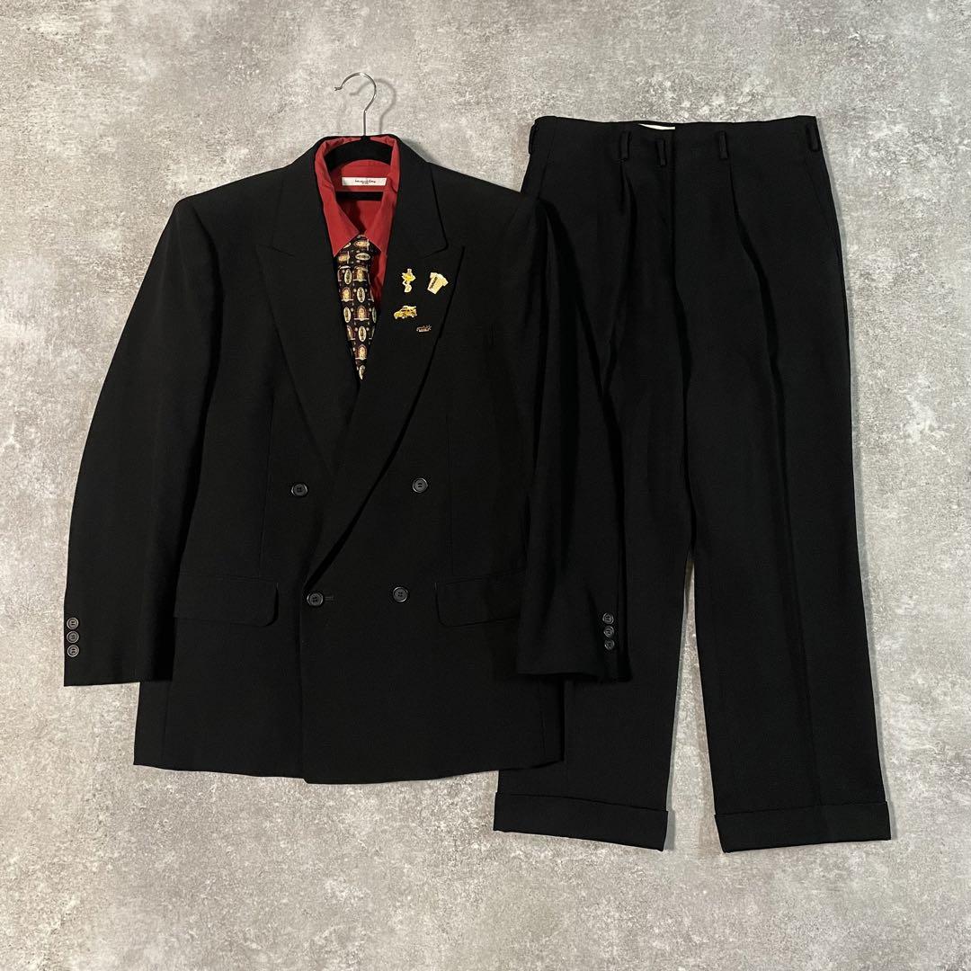 LOST特注【vintage】セットアップ ダブルスーツ ブラック 成人式セット