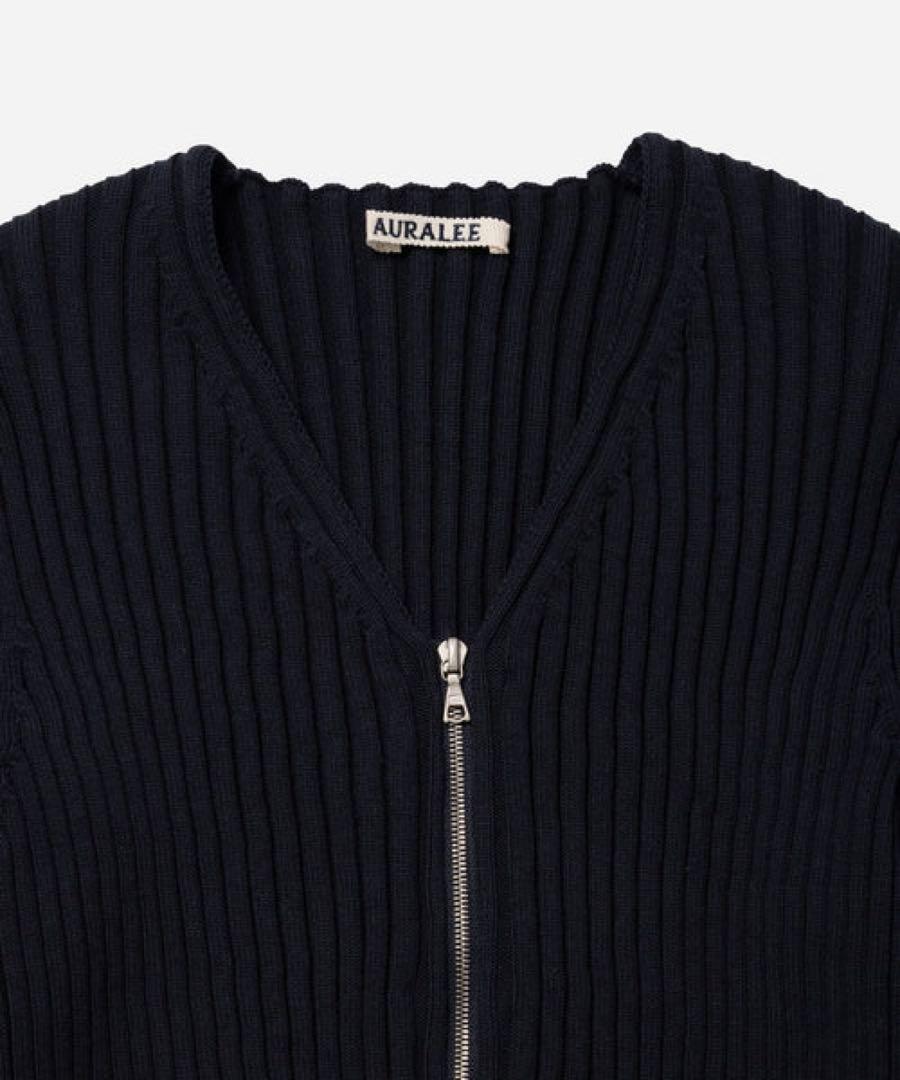 AURALEE オーラリー　WIDE RIB KNIT ZIP CARDIGAN AURALEE Cotton Wide Rib Knit Zip-up Cardigan - Tops