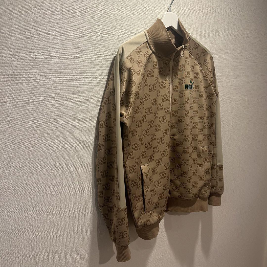 極美品　PUMA コアヘリテージ 総柄 トラックジャケット ロゴ刺繍 ベージュ
