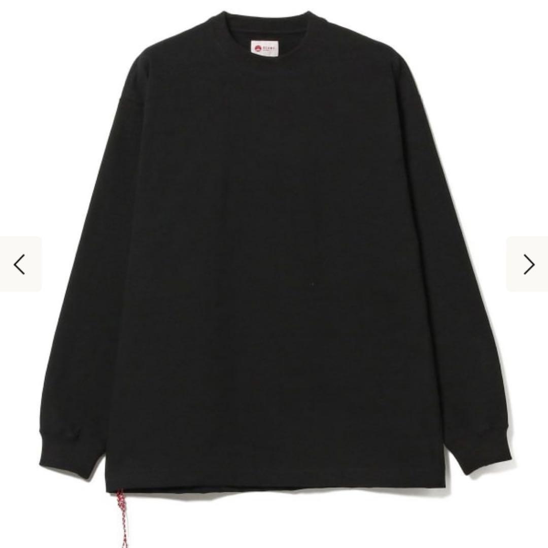 【XL】BEAMS JAPAN ルーズ ストレッチ ロングスリーブ 黒 無地