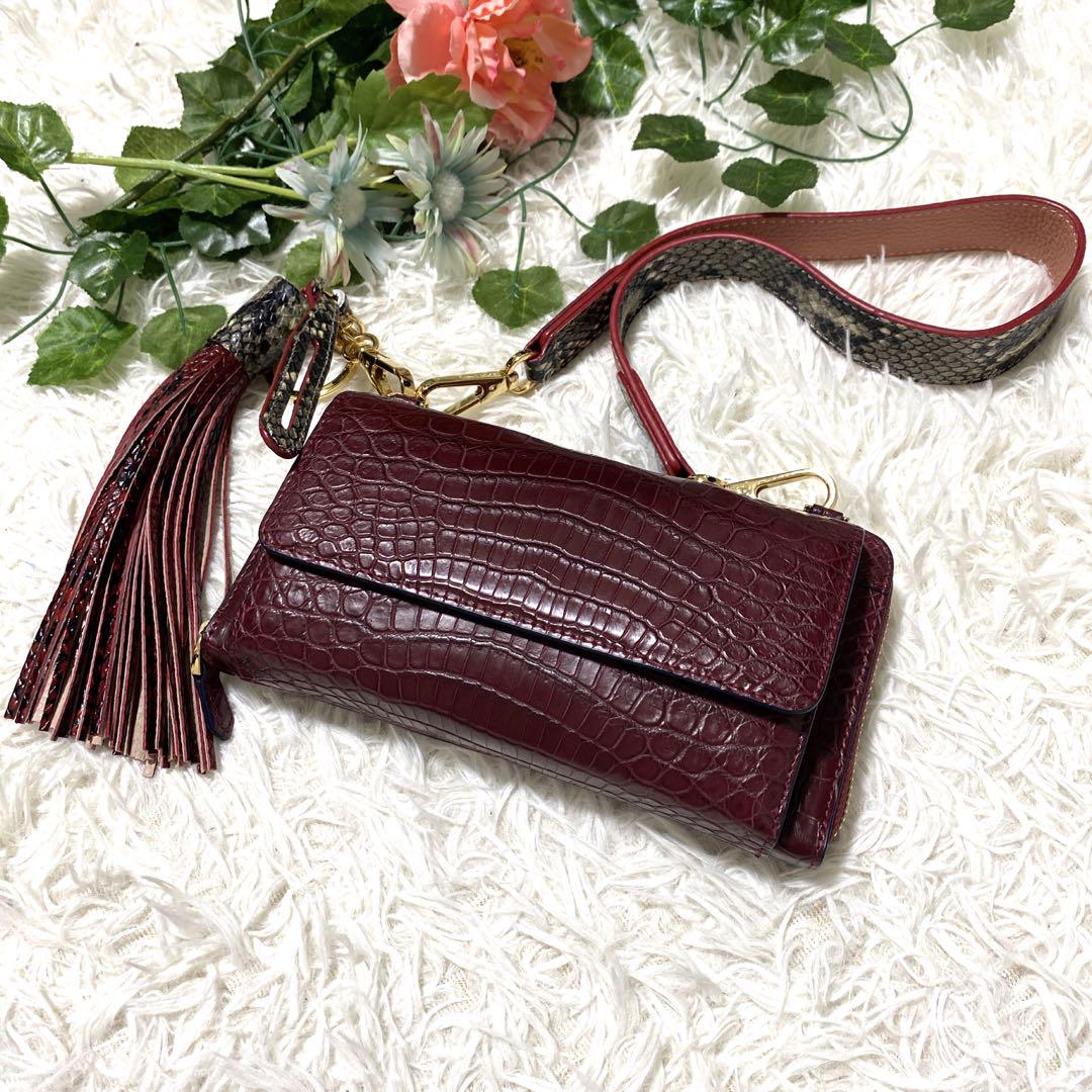 未使用品 アルムコ 長財布 クロコダイル ストラップ付 ウォレット 未使用品 アルムコ 長財布 クロコダイル ストラップ付 ウォレット