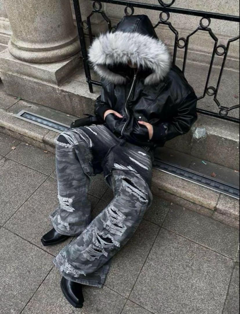 エミリー　Y2K fur leather down Parker Lサイズ