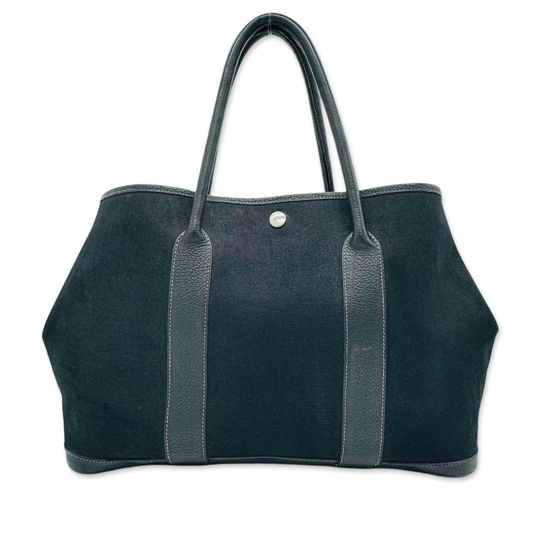 HERMES ガーデンパーティPM ハンドバッグ トート ブラック レディース