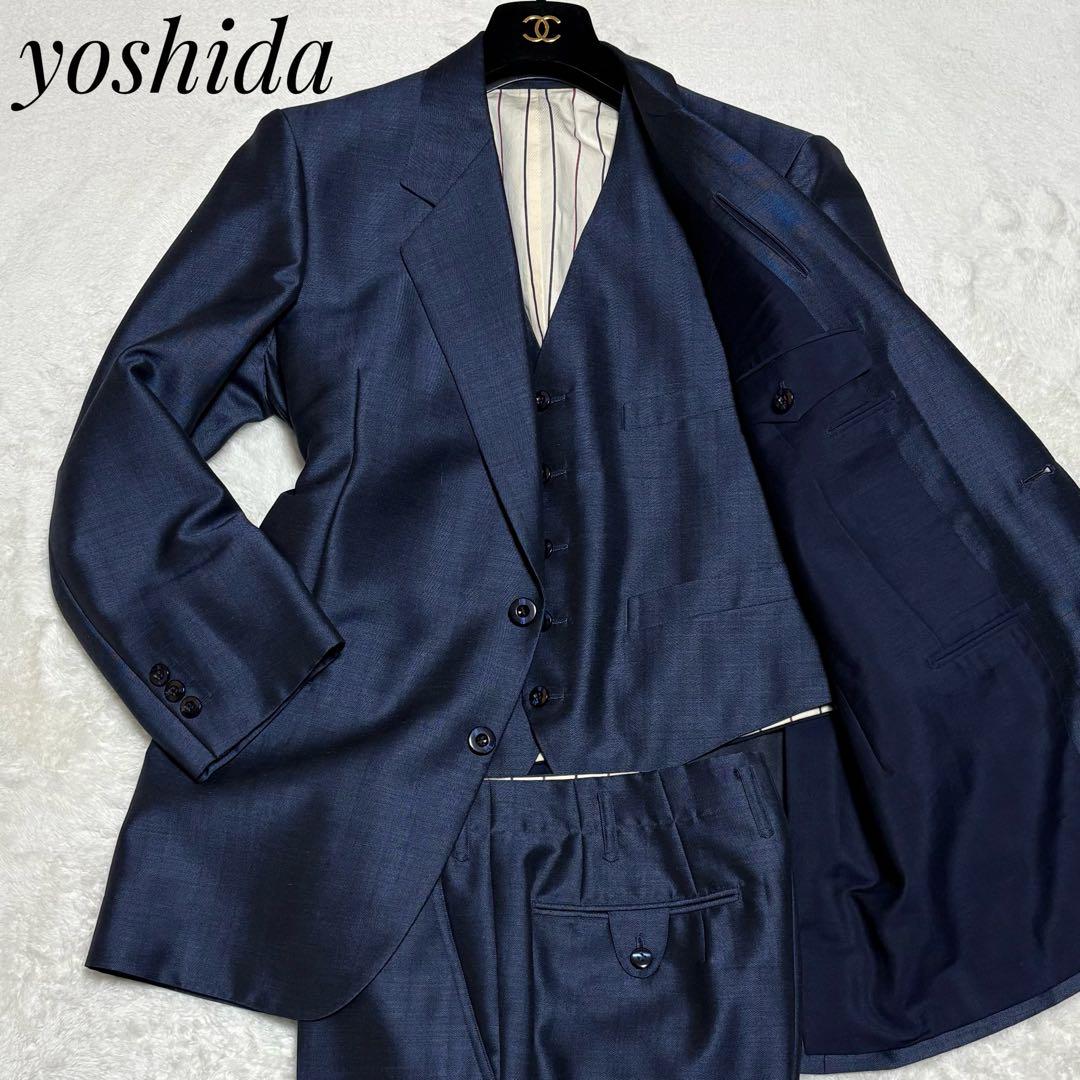 Yoshida スリーピース ビジネススーツ セットアップ ネイビー
