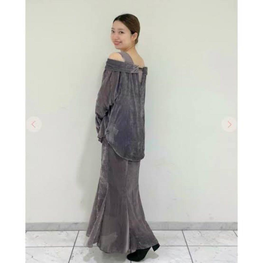 COCODEAL シアーベロアストライプシャツ×スカート