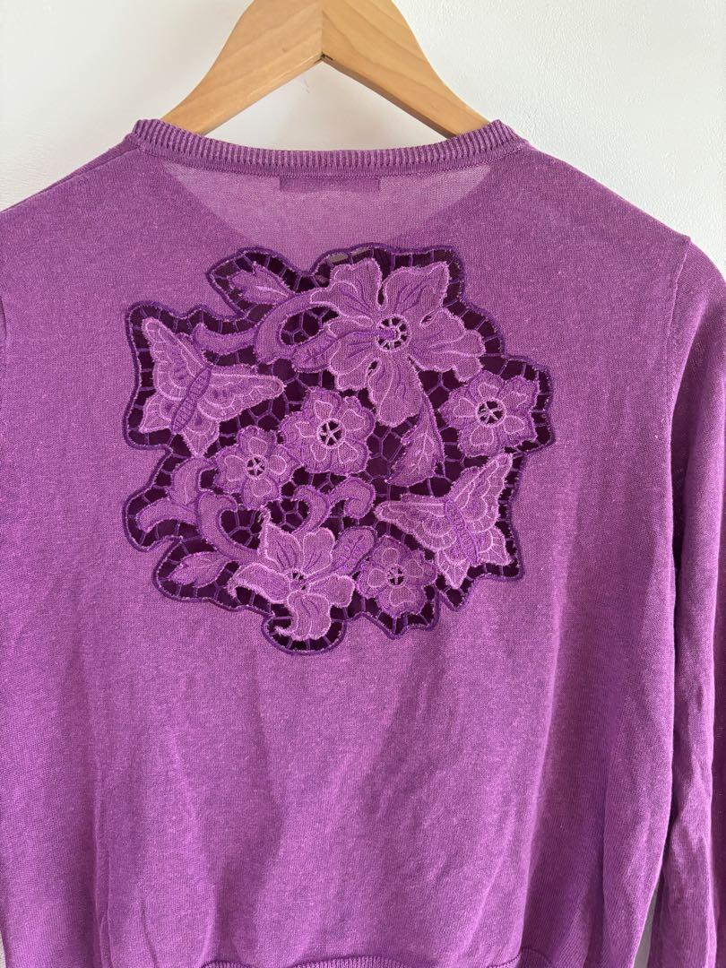 VIVIENNETAM 紫の花柄刺繍カーディガン