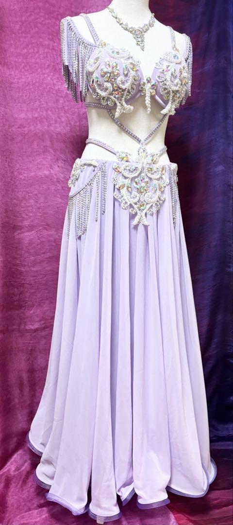 新品】ベリーダンス衣装C パープル 紫 キラキラビジュー