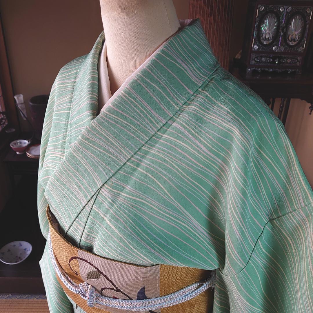 中古】 付下げ 付け下げ レディース 正絹 クリーム 身丈160cm 裄