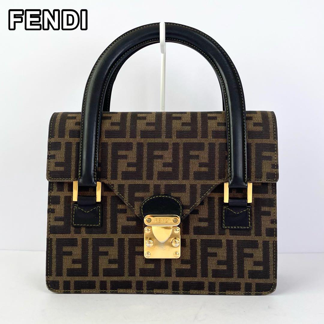 【美品・希少品】FENDI ハンドバッグ ズッカ柄 ロック式 ゴールド金具