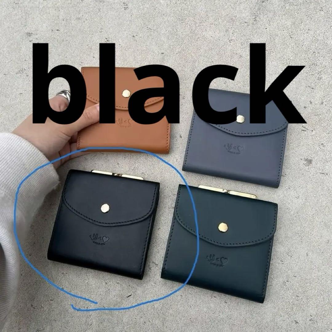 kaoyorinakami ☺︎<❤︎ leather wallet Ⅱ ブラック