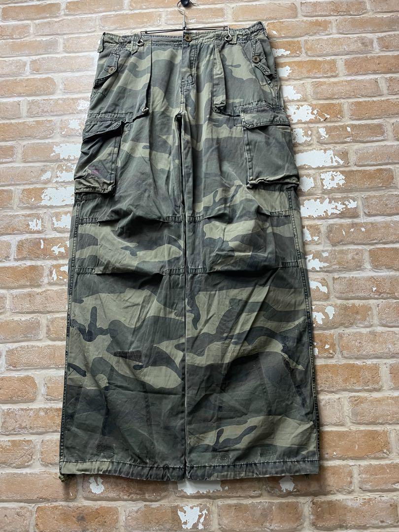 90s カーゴパンツ 迷彩　ミリタリー　カモ柄　迷彩パンツ　カーキ　古着