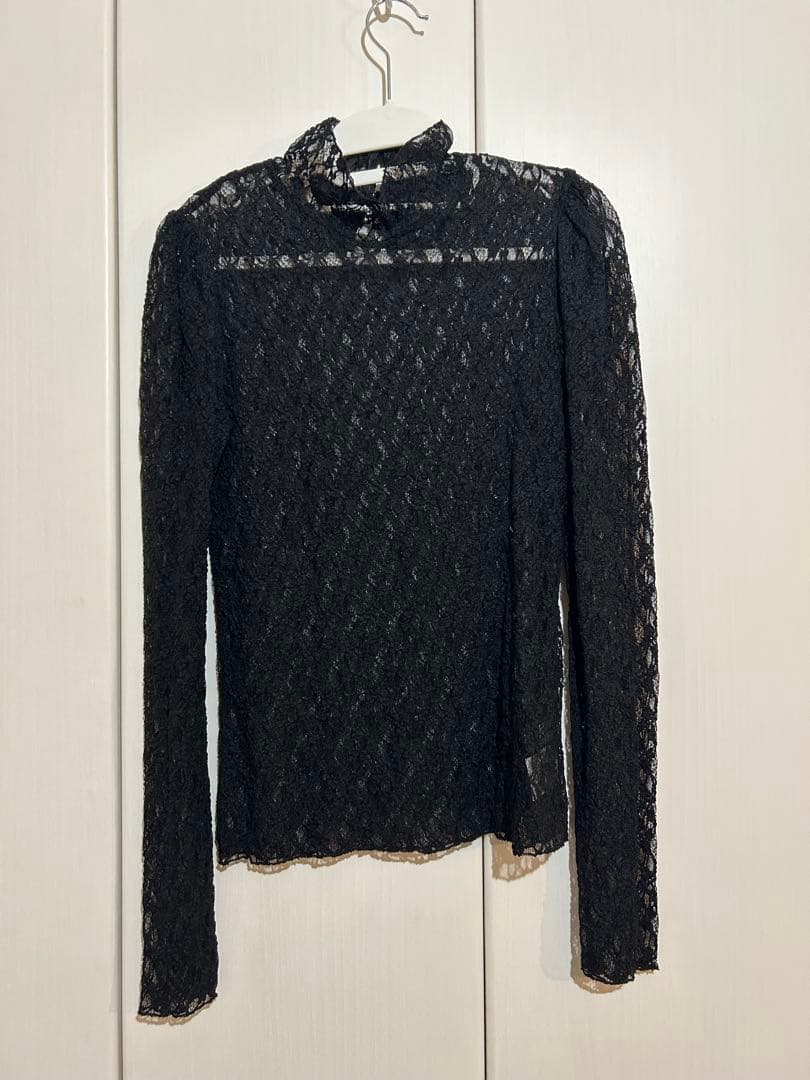 ROPE 黒 レース 長袖トップス