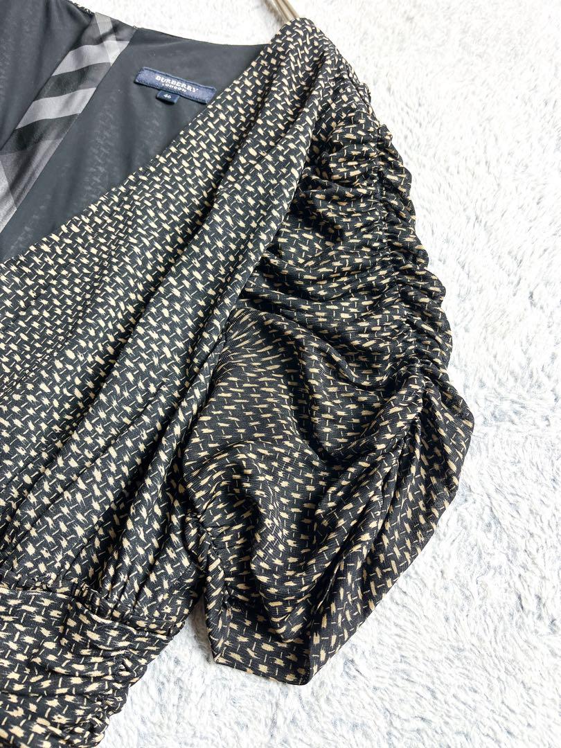 【BURBERRY LONDON】総柄 カシュクールワンピース Aライン 46