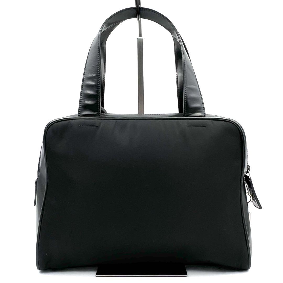 《極美品》PRADA 三角ロゴ テスートナイロン ハンドバッグ 南京錠 鍵付