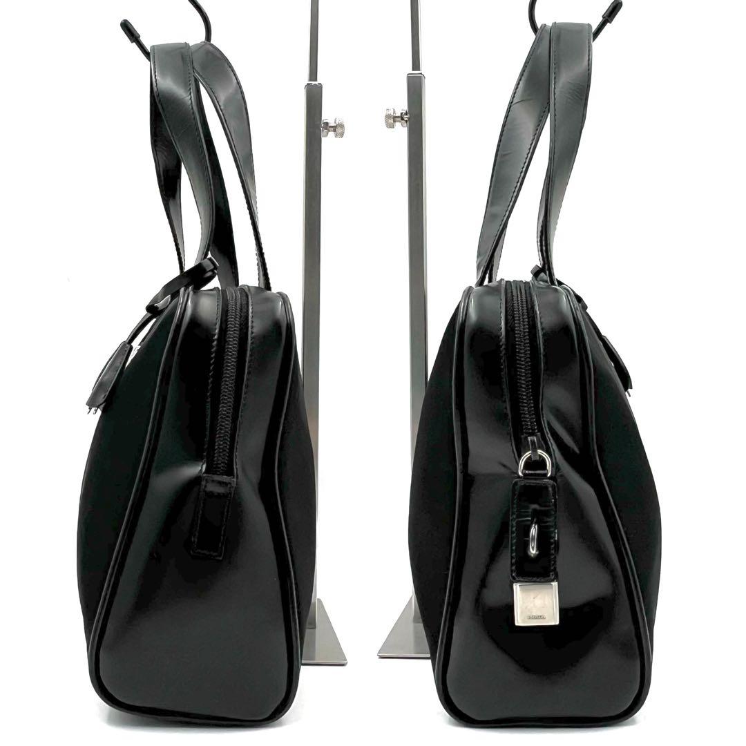 《極美品》PRADA 三角ロゴ テスートナイロン ハンドバッグ 南京錠 鍵付
