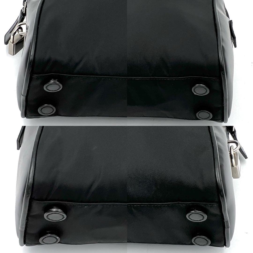 《極美品》PRADA 三角ロゴ テスートナイロン ハンドバッグ 南京錠 鍵付