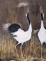 【真作】絵画　日本画10号　丹頂鶴の舞　独特の美しさを描いた一作　V71