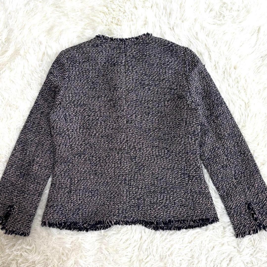 ■美品■Theory セオリー ノーカラー ツイードジャケット セットアップ 2019 セオリー Theory ツイードセットアップ ノーカラー