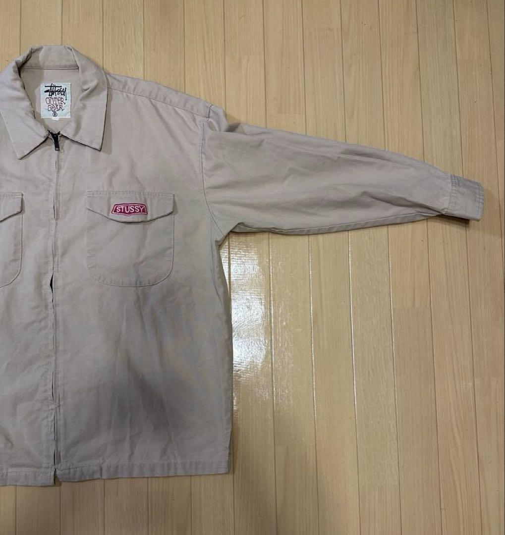 ち*鍋様 90s 白タグ OLD STUSSY ロゴ刺繍 コットン ジップジャケ