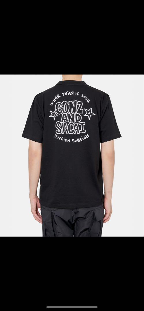 【国内買付】sacai Gonz sacaigonz T-Shirt ロゴ コラボ Sacai サカイ GONZ AND SACAI T-Shirt-BLACK 半袖Tシャツ SIZE