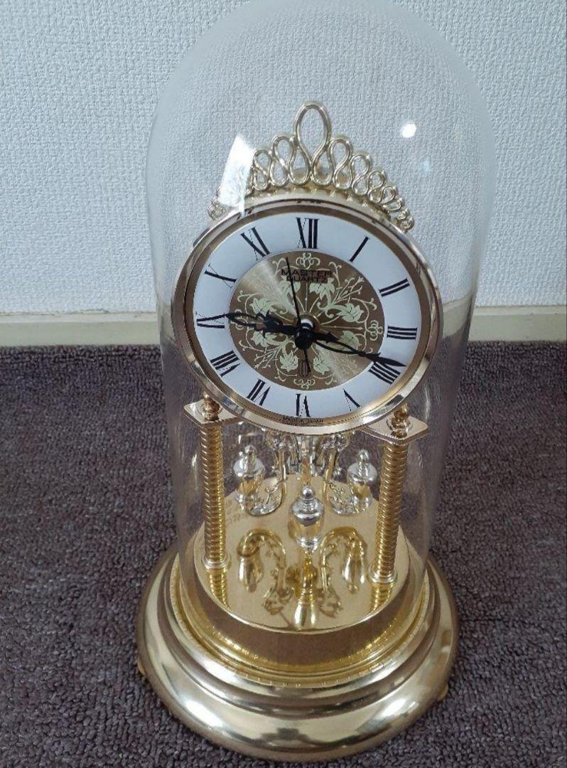 Master QUARTZ マスター クォーツ 置時計 ガラスドーム 送料込み 昭和レトロ Nisshin Clock 日新時計 MASTER QUARTZ