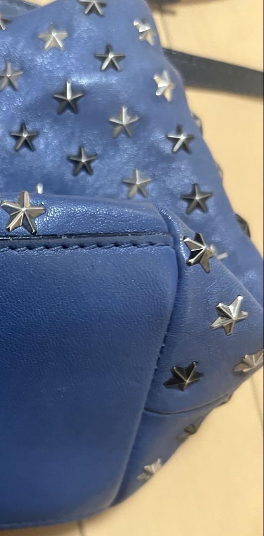 JIMMY CHOO ミニサラ ハンドバッグ 2way スタースタッズ ブルー