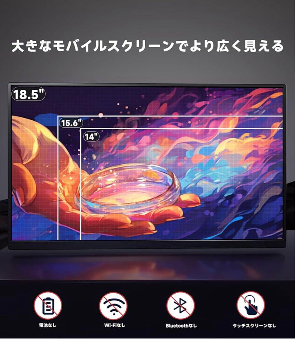 Ingknok 18.5インチ ポータブルモニターFHモバイルモニター新品未使用