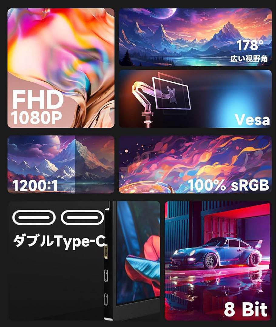 Ingknok 18.5インチ ポータブルモニターFHモバイルモニター新品未使用