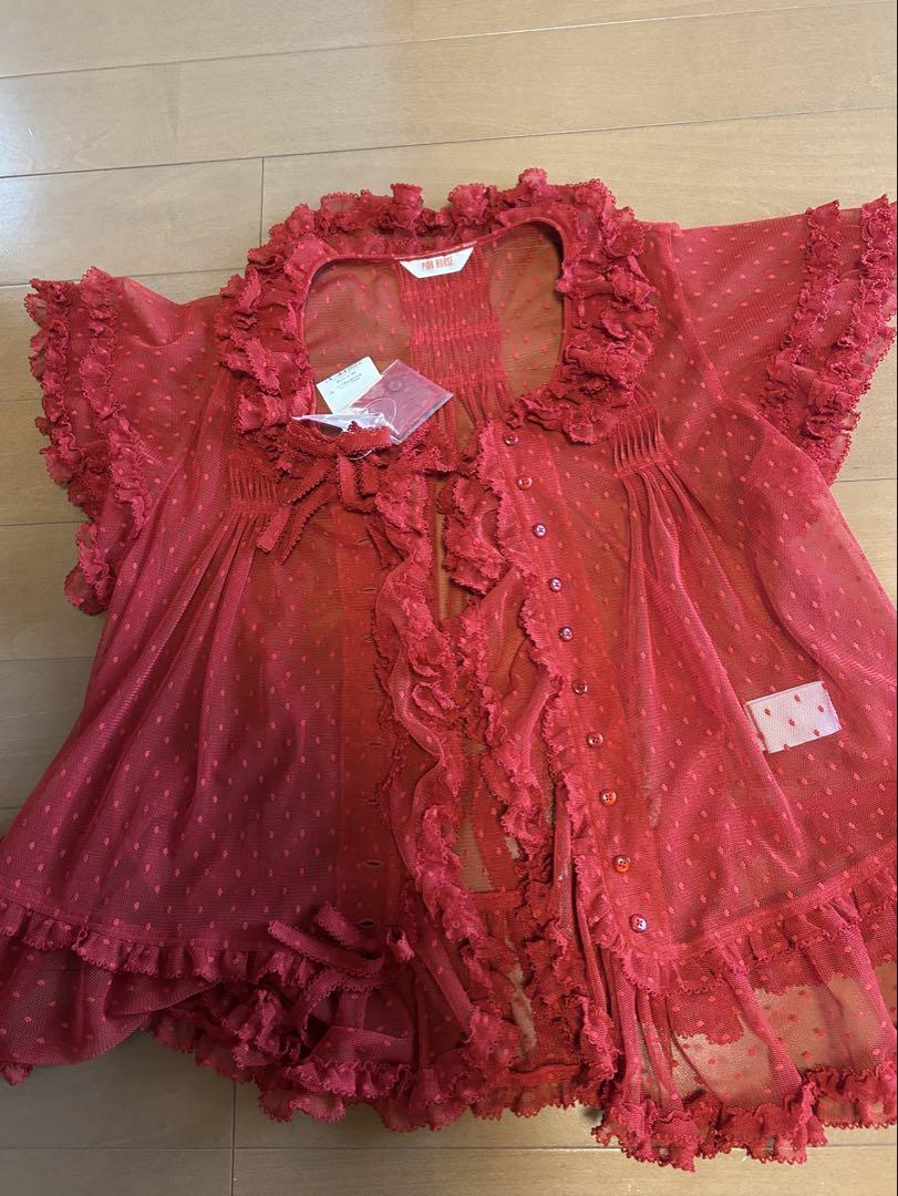 ❤︎新品❤︎ ピンクハウス　チュールブラウス　赤