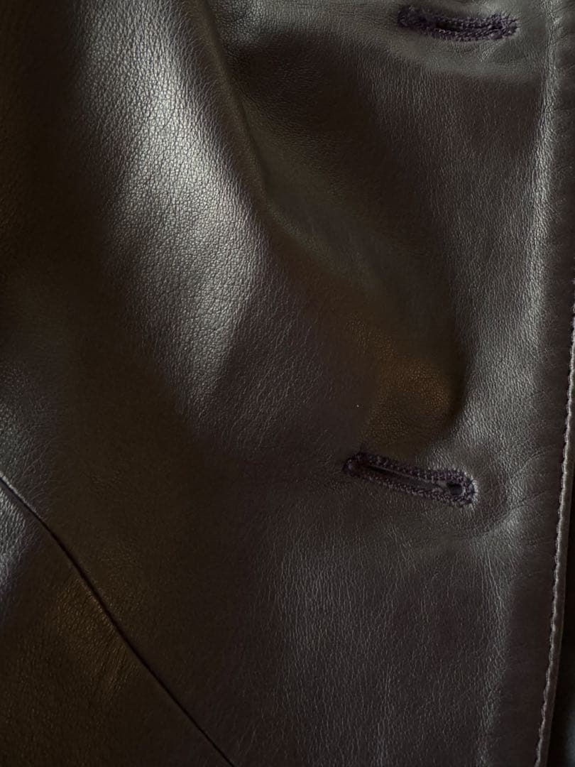 ヴィンテージ 羊革100% スエード切替 刺繍 ロング レザーコート ヴィンテージ 羊革100% スエード切替 刺繍 ロング レザーコート