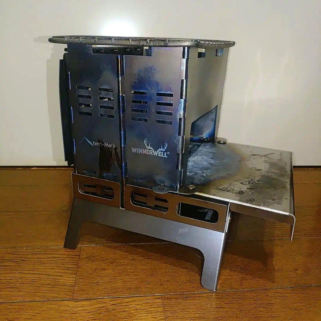 テンマクデザイン　コンパクト焚火台 ORU　チタン　プレート、網セット テンマクデザインのコンパクト焚火台 ORUにはメスティンがよく