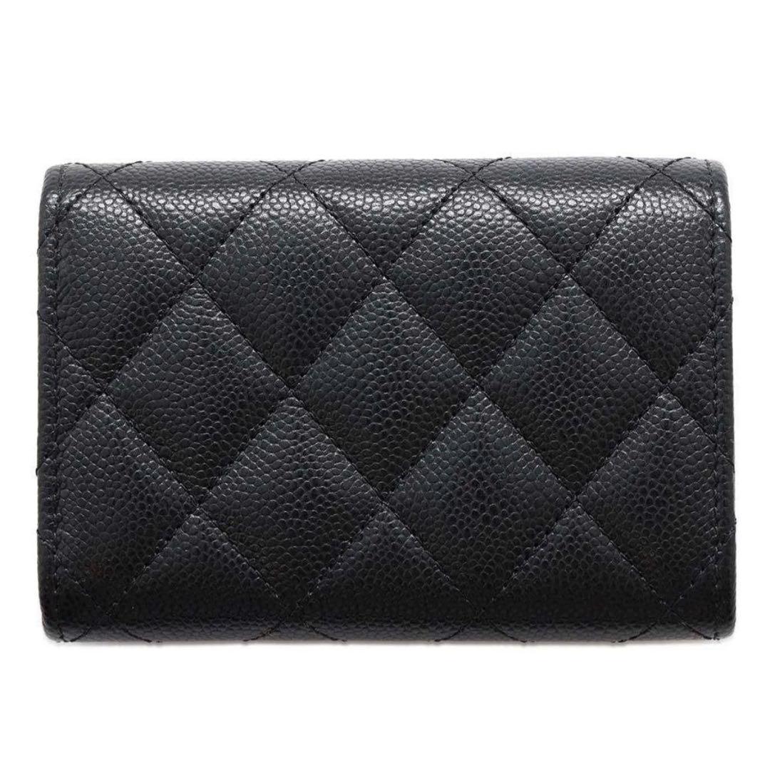 CHANEL ブラック 三つ折り財布　キャビアスキン